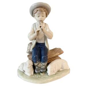 NAO by LLADRO Porcelain Figurine Pastorcillo Flautista 1051 Vintage Spain 1987